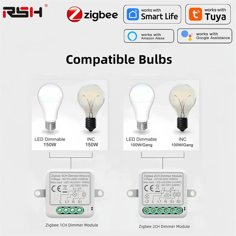 Smart Home Hub 2 - Tuya Zigbee 스마트 조광기 스위치 모듈,