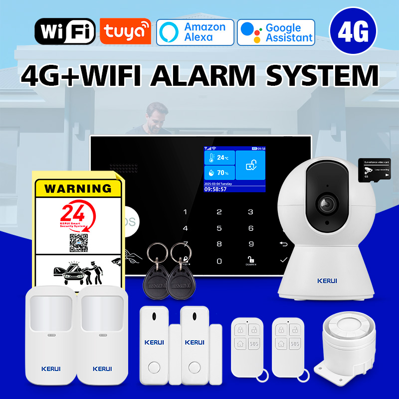 Smart Home Keyboard - KERUI WiFi+4G 가정용 경보기 온도/습도 표시