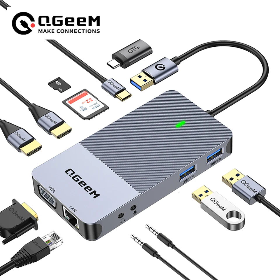 Smart Home Hub 2 - QGeeM USB 3.0 도킹 스테이션, 트리플