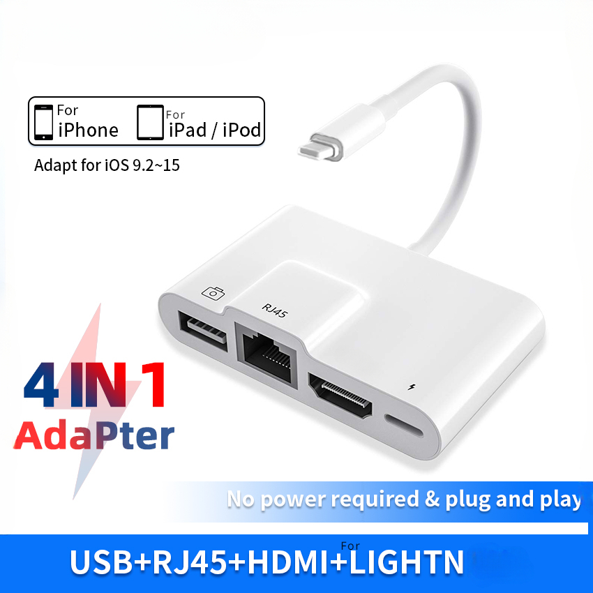 Smart Home Hub 2 - Lightning-RJ45 이더넷 OTG 디지털 AV 어댑터