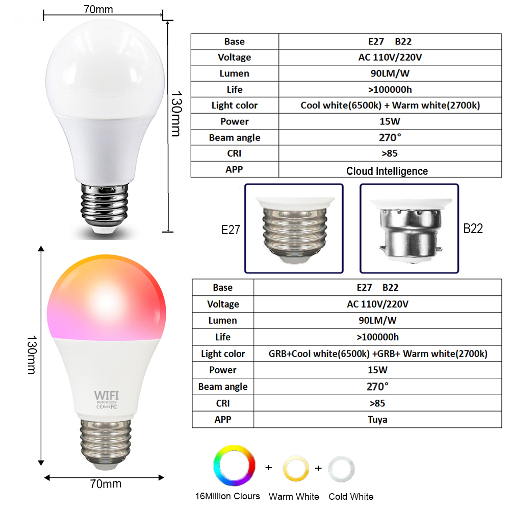 15W 고출력 투야 와이파이 스마트 LED 전구 E27 - Smart Bulb 리뷰 및 가격