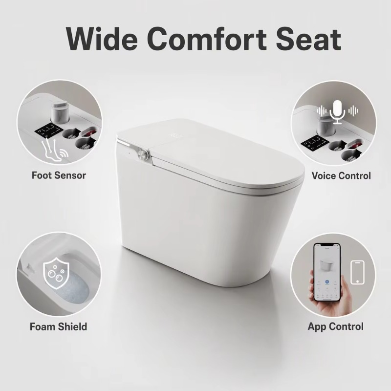 화이트 스마트 변기 사각형 변기 바닥 설치형 온열 시트 - Smart Home Controller 리뷰 및 가격