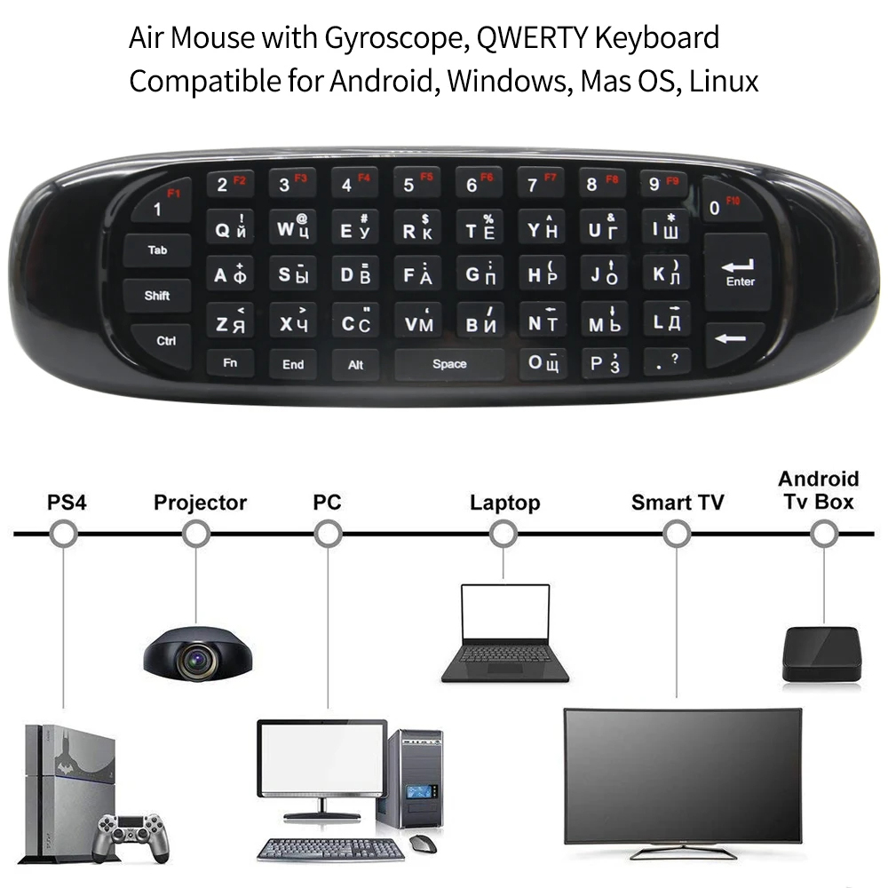 C120 플라이 에어 마우스 무선 키보드 러시아어 스페 - Smart Home Keyboard 리뷰 및 가격