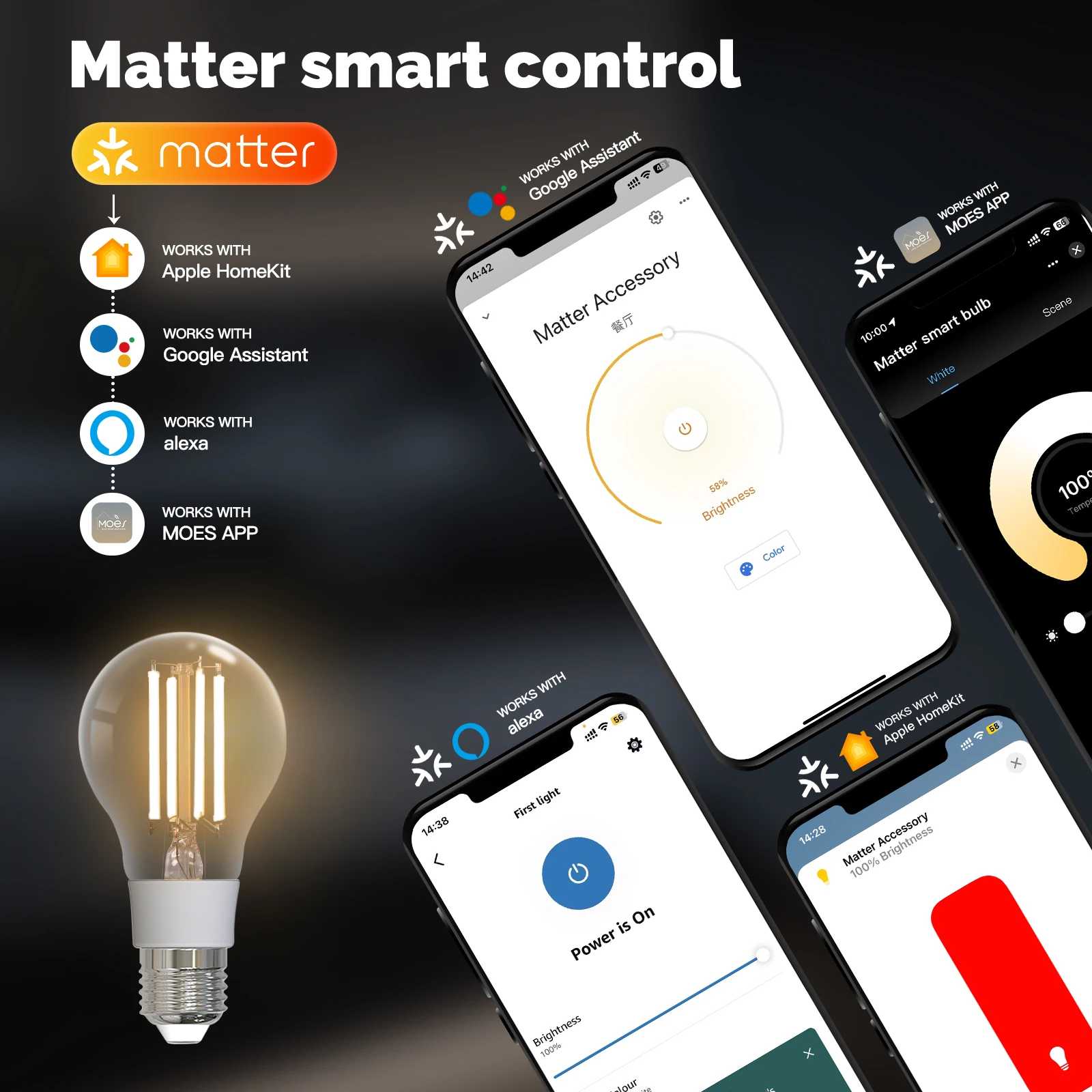 MOES TUYA Matter 스마트 필라멘트 전구 L - Smart Bulb 리뷰 및 가격