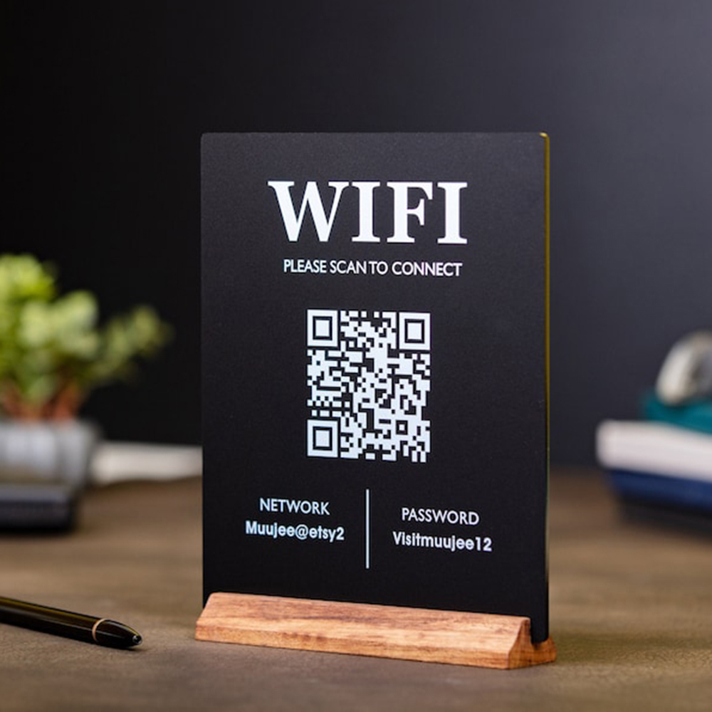 핫세일 와이파이 QR 코드 아크릴 사인 우드 베이스 테 - Airbnb Smart Home 리뷰 및 가격