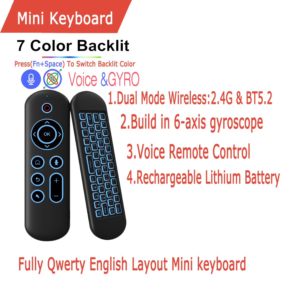원격 제어 에어 마우스 음성 자이로 스코프 7 색 백라 - Smart Home Keyboard 리뷰 및 가격